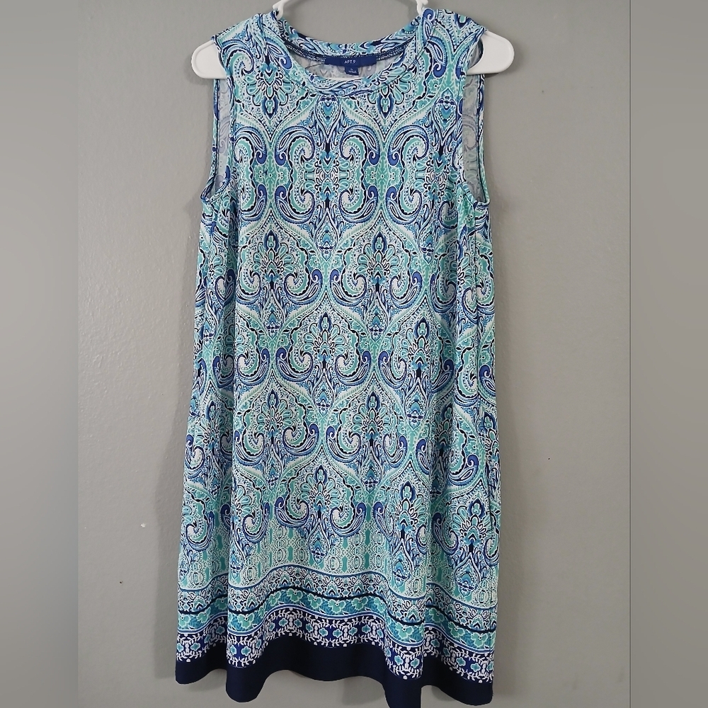 APT 9 Blue and‎ Green Paisley Sleeveless Dress